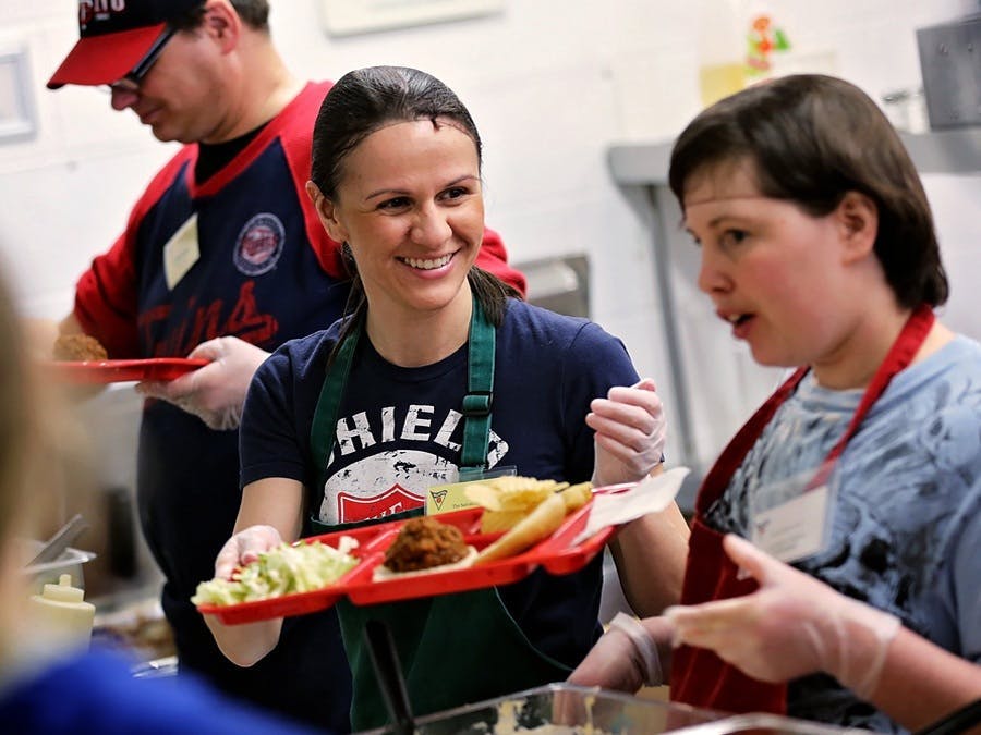 Ladies serving during our feeding program	